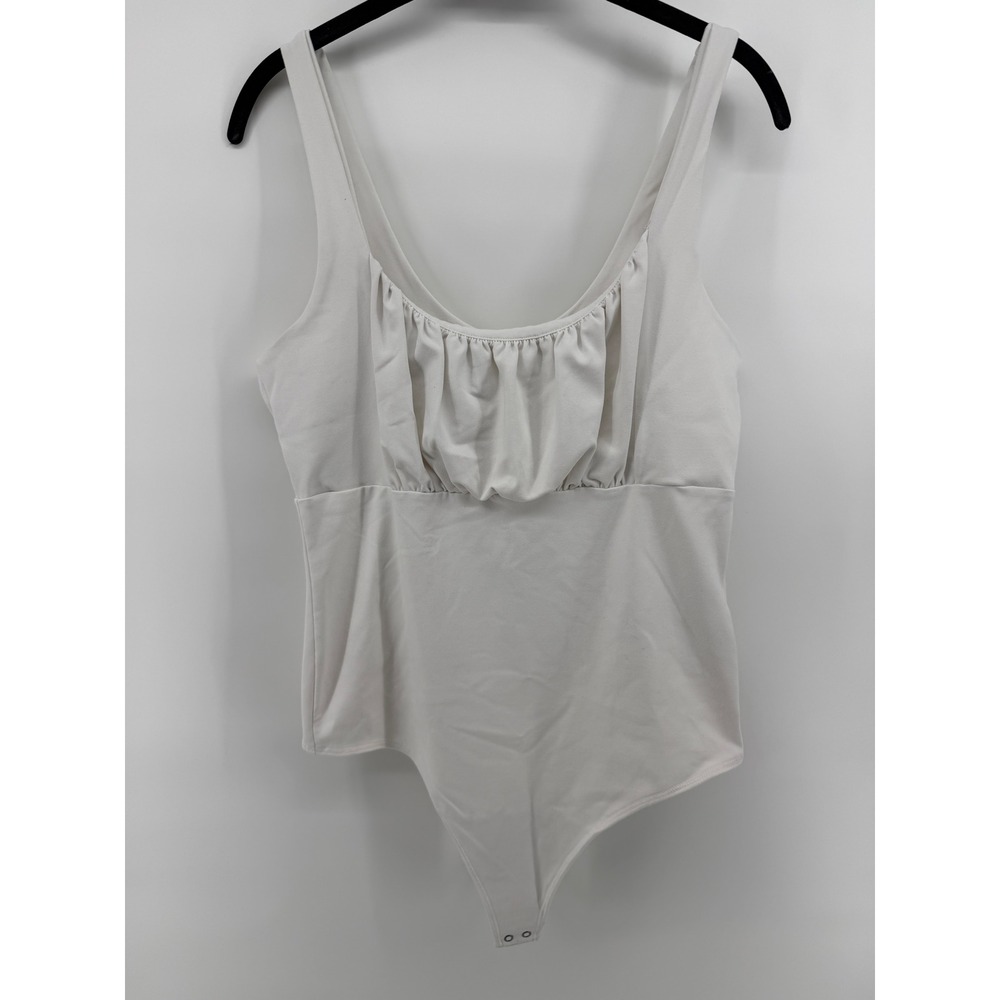 Abercrombie & Fitch Soft A&F Ruched Bust Bodysuit Cream White Large 139F0176